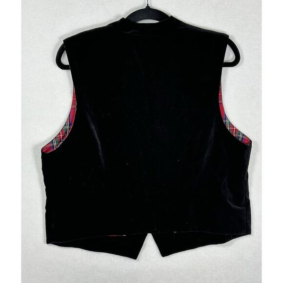 Karen Scott Black Velvet Ugly Christmas Holiday Vest Embroidered Wreaths Size L - Picture 5 of 6